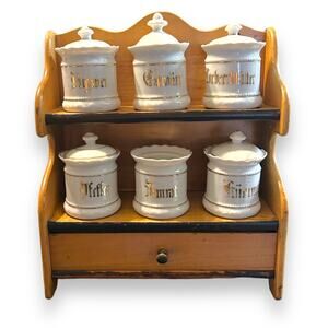 Vintage Spice Rack | Missing 1 Lid, see photos